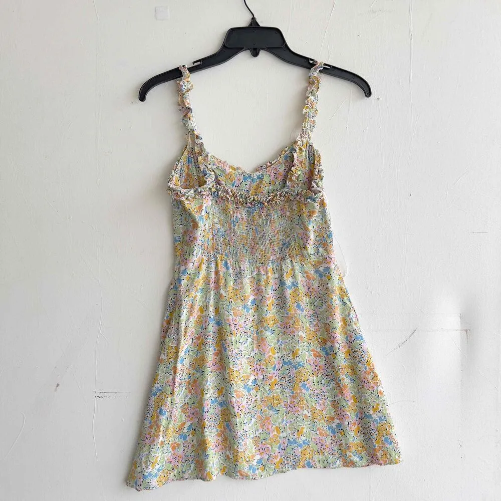 Zara Floral Ruffle Strap Sweetheart Neck mini Dress Small Colorful - Image 10