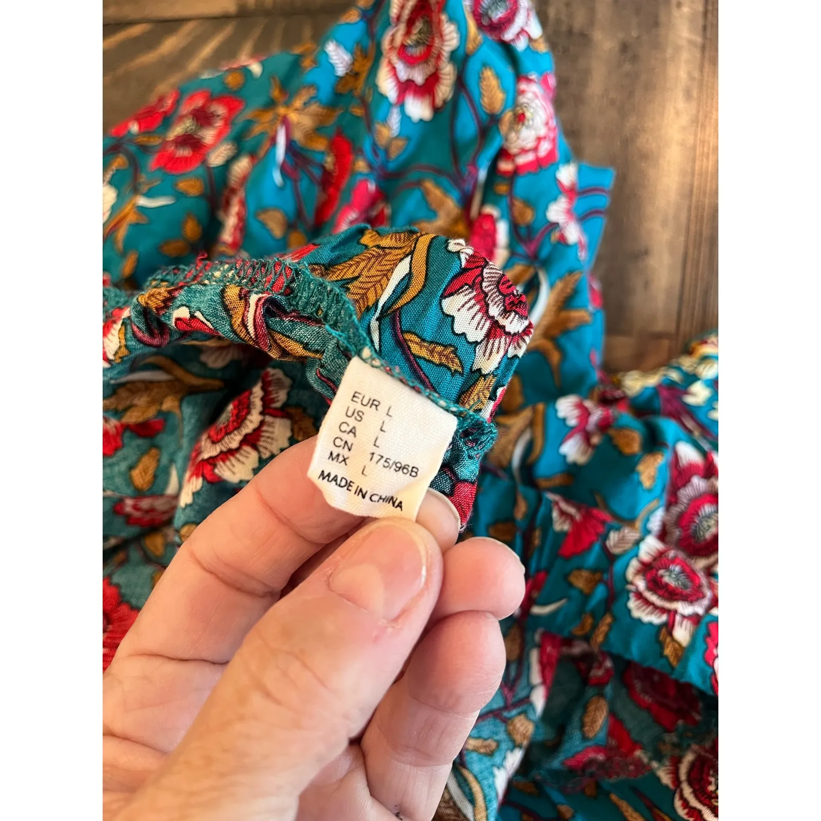 Boho Western Cottage Floral Tiered Broom Skirt Women Large Light Southwestern Green - Image 2