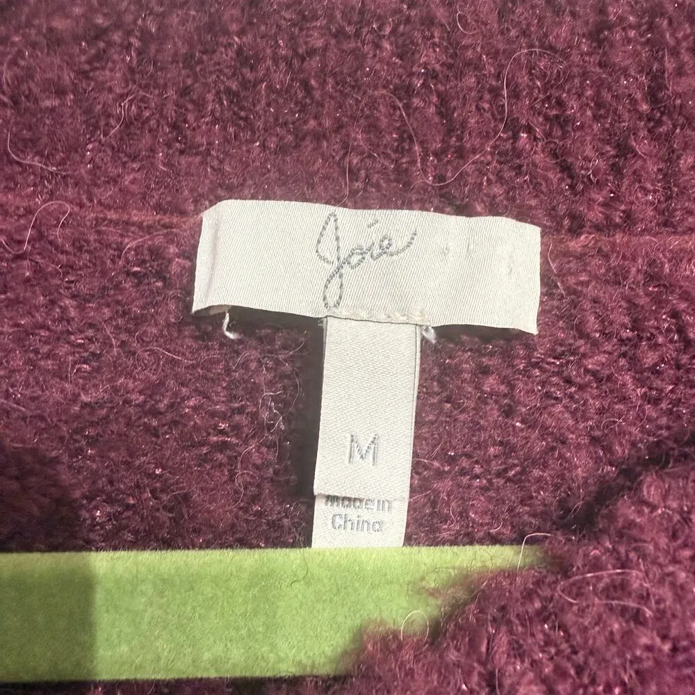 Joie Cranberry Stavan Metallic Detail Crewneck Sweater Sz M - Image 4