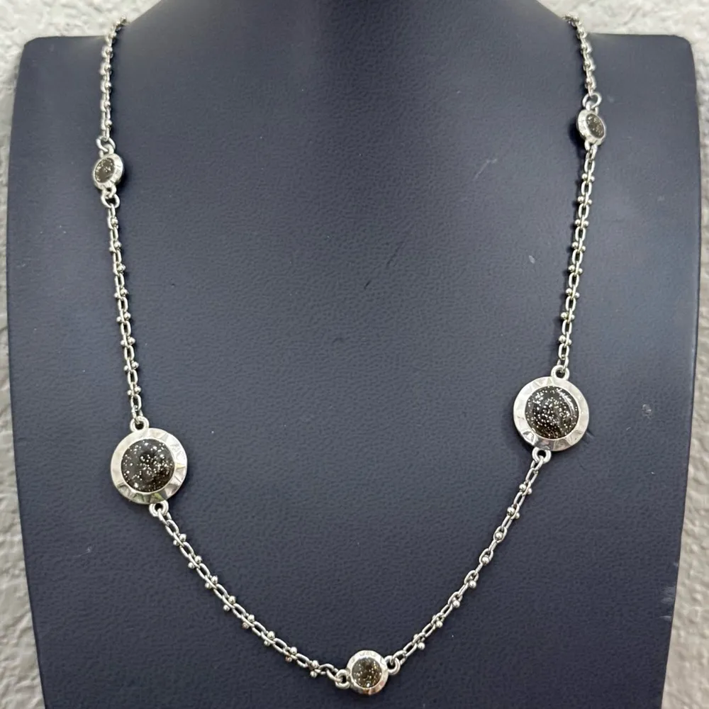 LIA SOPHIA Silver-tone Molecule Black Sparkly Center Accent 30”Necklace 31g. - Image 3