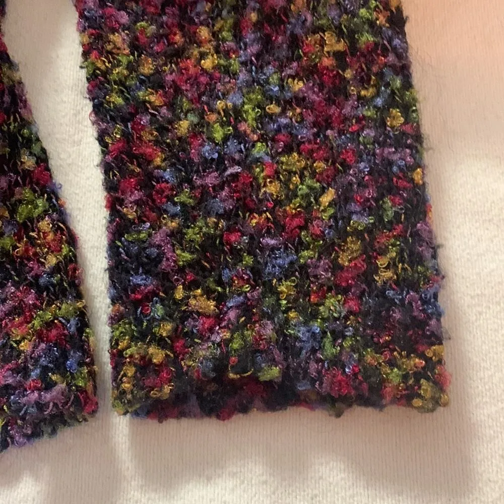 Northern Isles womens large multicolor sweater puffy cute unigue rainbow cardiga Blue - Image 9