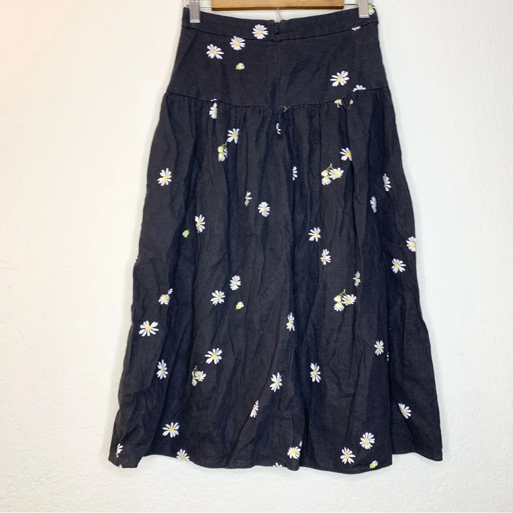 Madewell Linen-Blend Buttoned Yoke Midi Skirt in Lazy Daisies Size 0 - Image 6