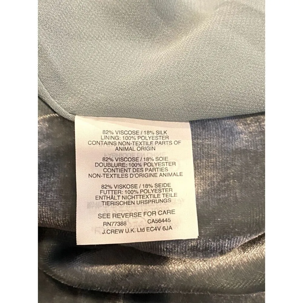 J.Crew Velvet Silk Sleeveless Tank Top Key Hole Back Button Scoop Neck PS Blue - Image 9