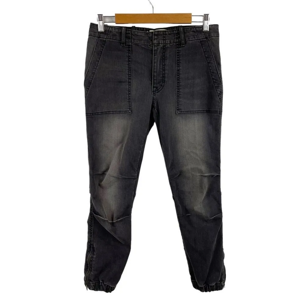 Nili Lotan Cropped French Military Pants Jeans Carbon Grey Cotton Utility SZ 27 Gray - Image 2