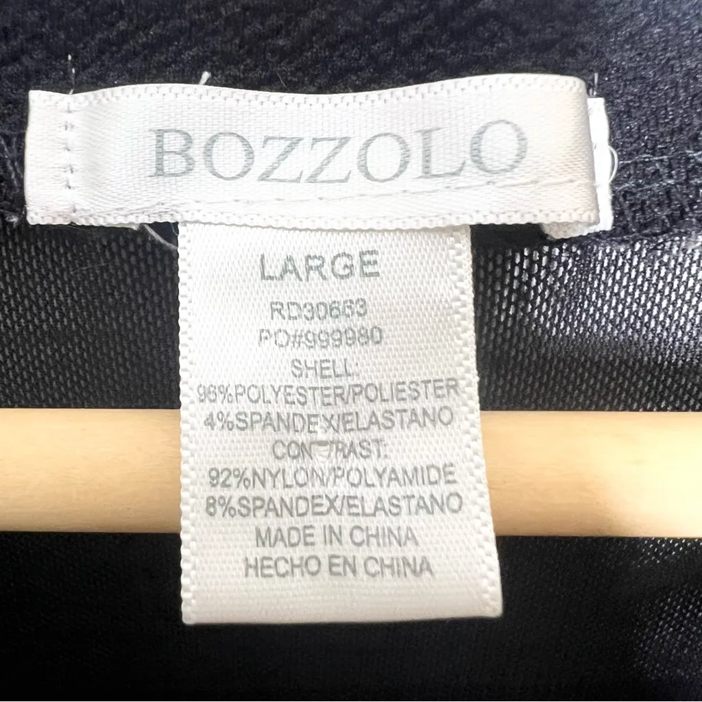 Bozzolo Little Black Bodycon Knit Dress with Sheer Mesh Trim Size Large - Image 5