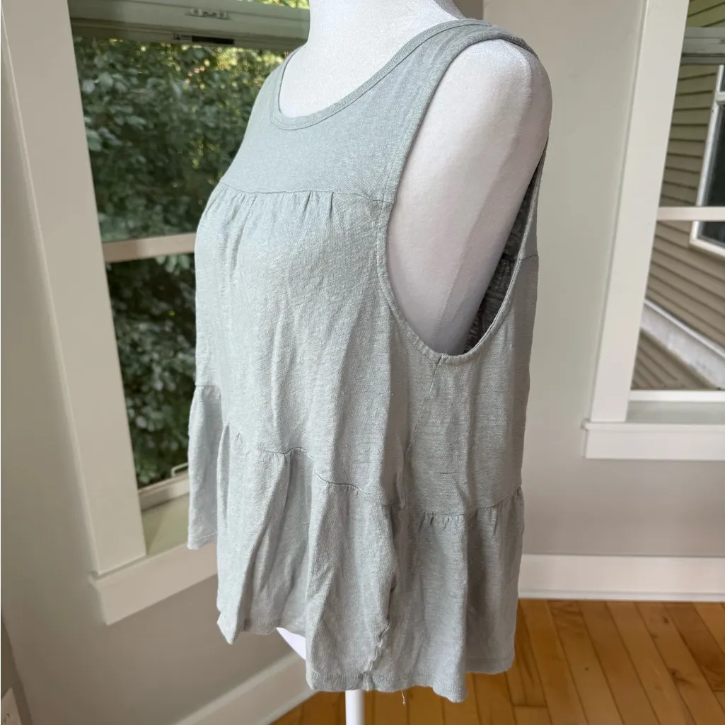 J. Crew Light Gray Linen Tiered Loose Fit Tank Top Size XS - Image 3
