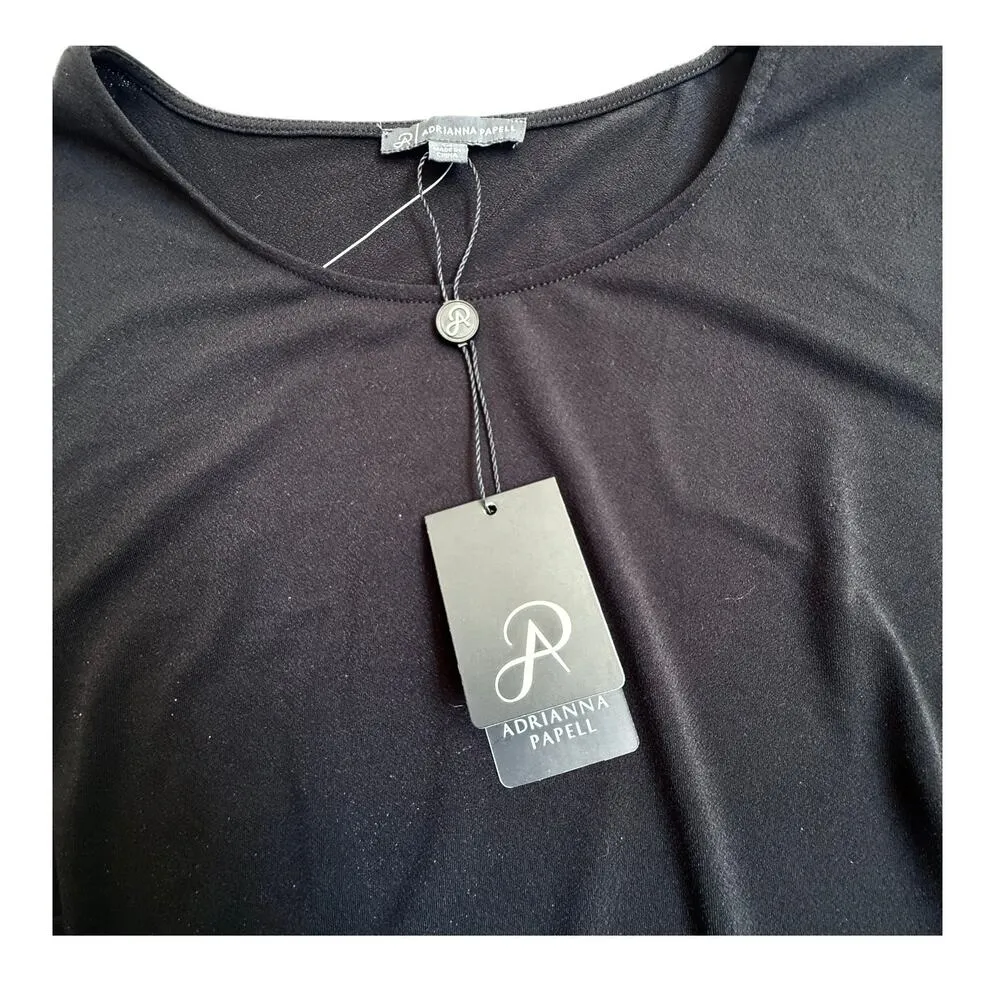 NEW Adrianna Papell BLACK BLOUSE Lace 3/4 Sleeves Women's 1X Stretch Top Shirt - Image 4