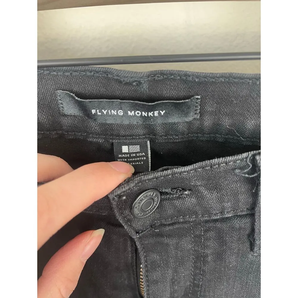 Flying Monkey Distressed Black Skinny Jeans Womens 27 x 33 - Image 5