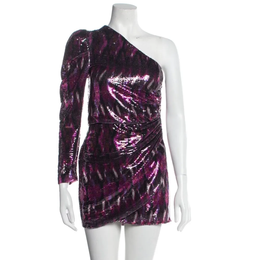 MISA Revolve Nova One-Shoulder Sequin Mini Dress, Purple Size S New w/Tag $370 - Image 5