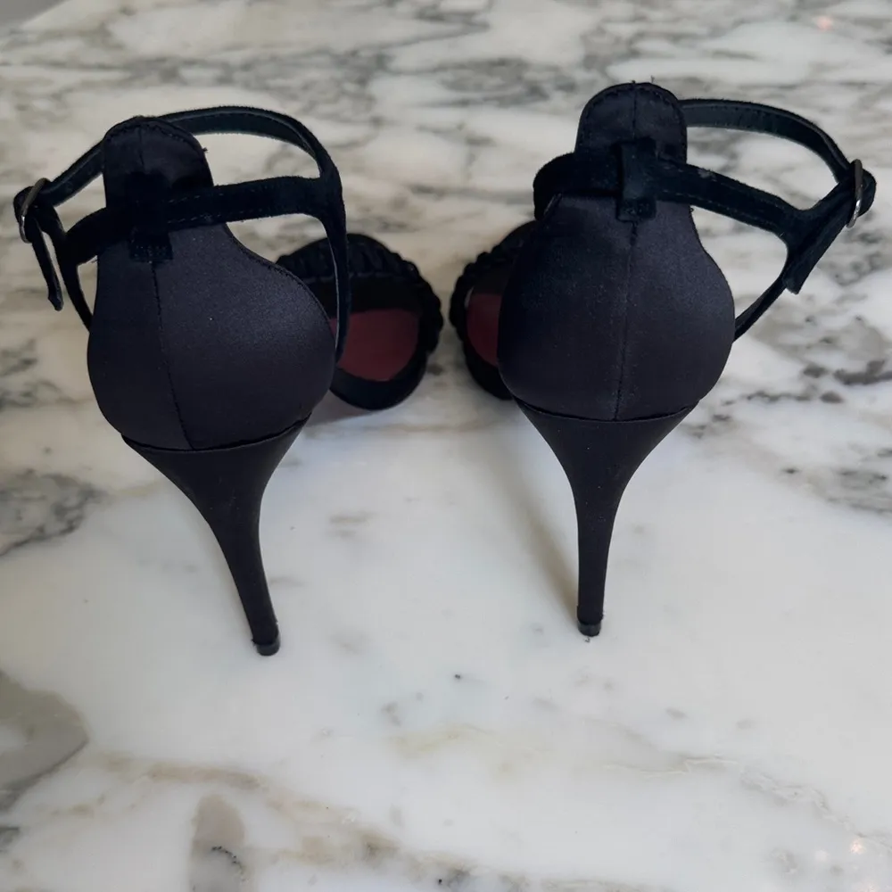 EUC Reiss Linette Black Satin Strap Heels Sz 38 - Image 7