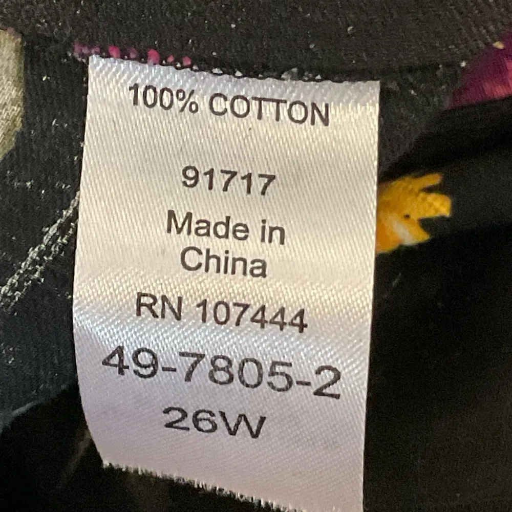 Floral black skirt with purple and gold flowers. 24” waist. 28.5” length Size 26 - Image 6