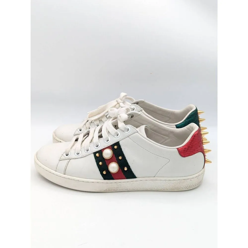 Gucci ace pearl studded white leather snekers size EU 35 - Image 3