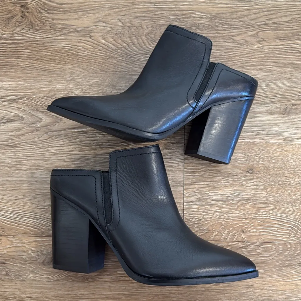 ALDO Thorewia Block-heel Bootie Black Leather Ankle Mule Boots - Image 3