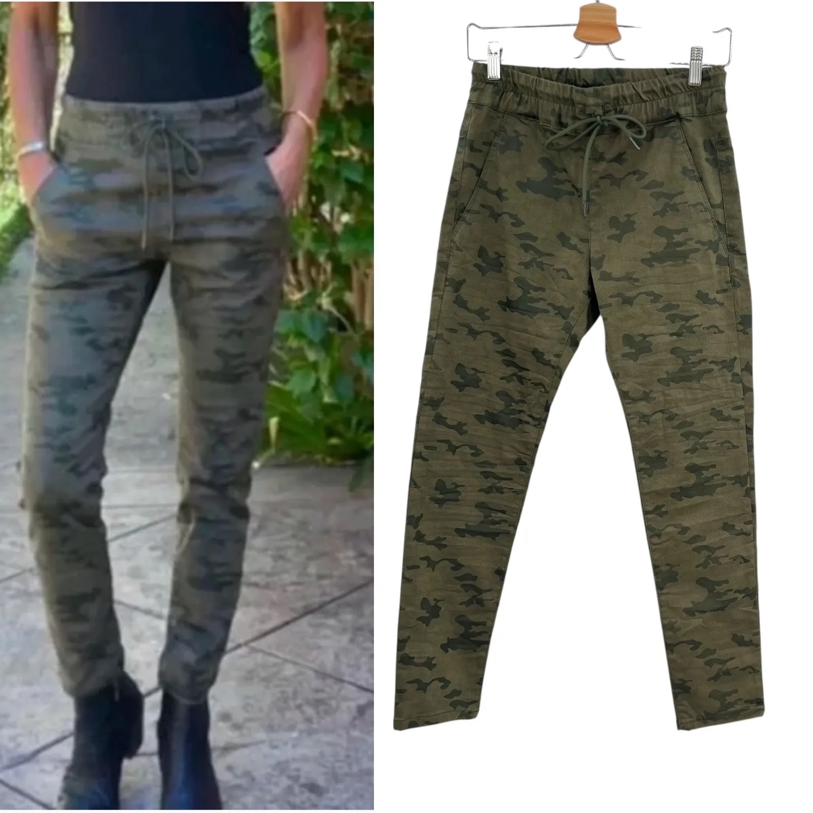 Bevy Flog Shely Olive Camo Jogger Pants Camouflage Print Green Size 25 - Image 2