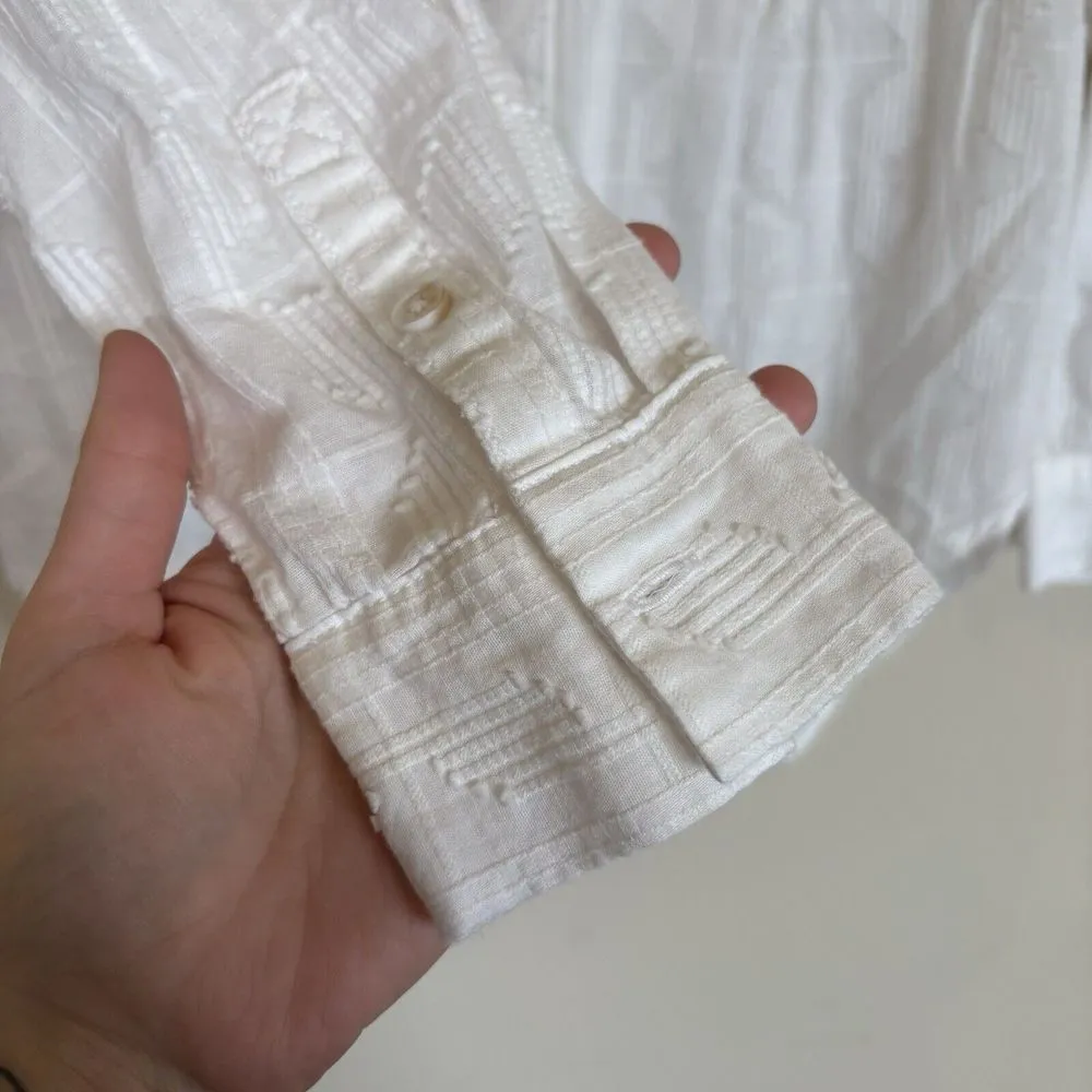 Anthropologie Pilcro Theresa Lace-Up Buttondown Top Small White‎ Textured Boho - Image 6