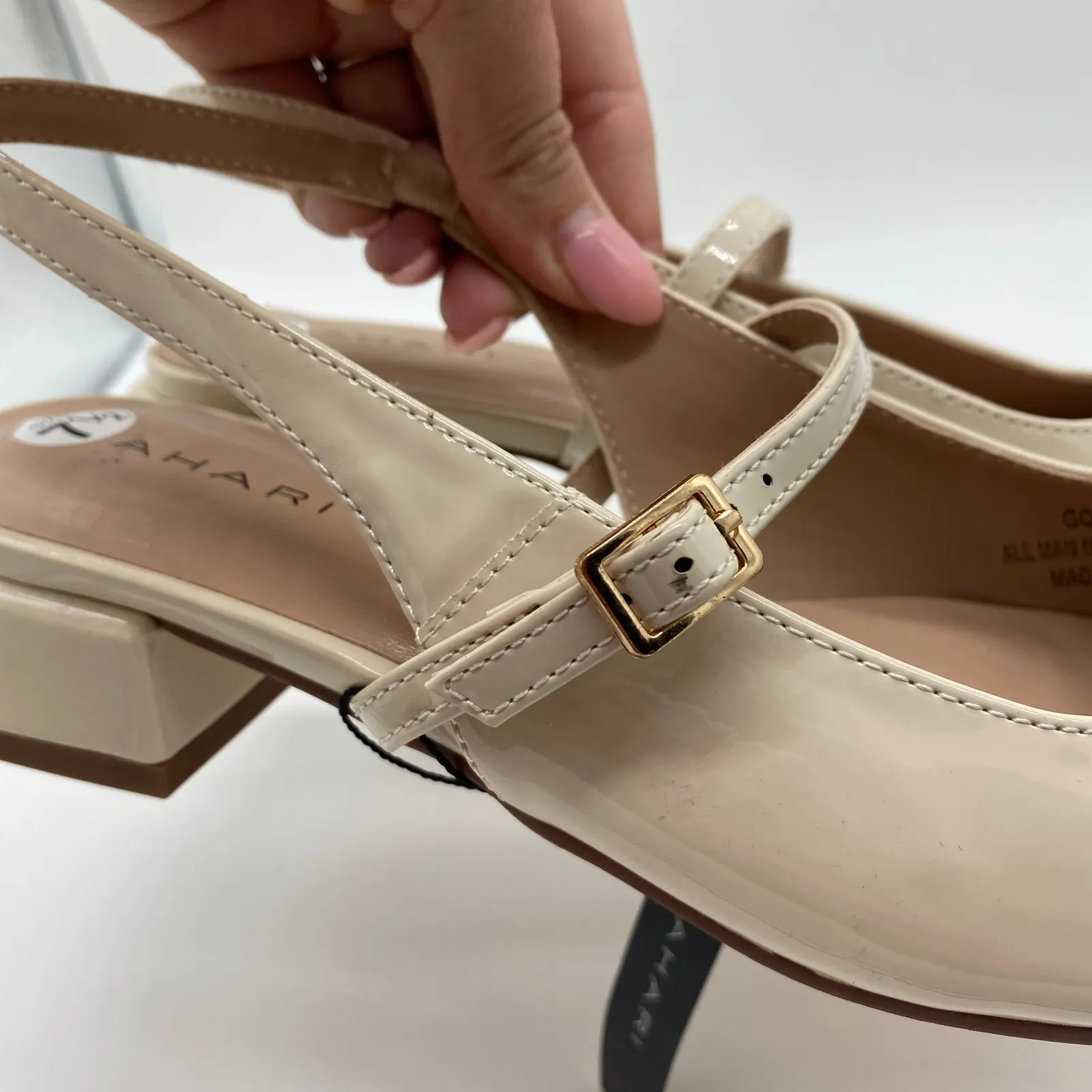 NWT Tahari Cream Patent Leather Mary Jane Kitten Heels Slingback Women size 7.5 - Image 6