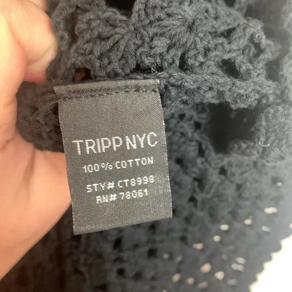 Tripp NYC womens medium black skull crochet beach swim cover grunge knit - Image 7