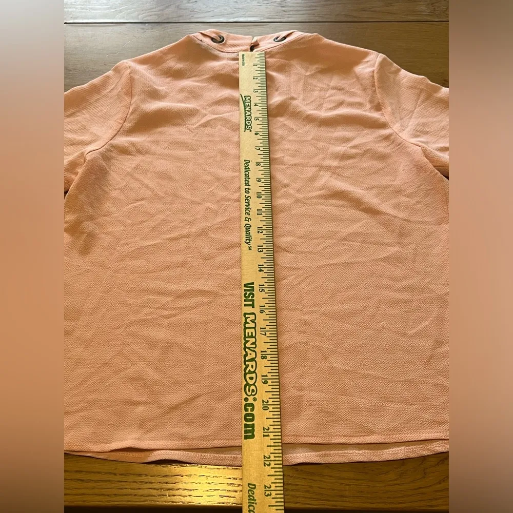 VerticheTop Women Large Mauve Pink Shirt Short Sleeve Keyhole Career Lightweight - Image 6