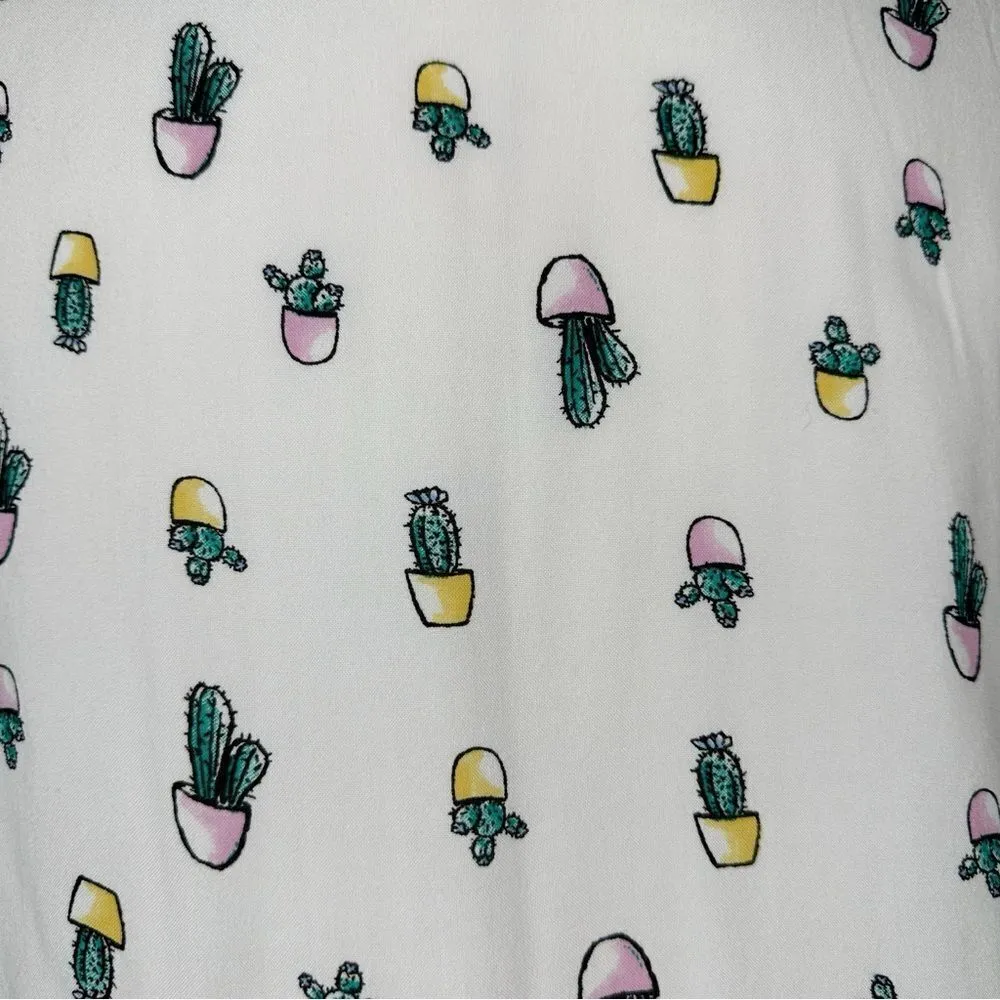 Japna  White Cactus Short Sleeves Button Down Shirt - Image 3