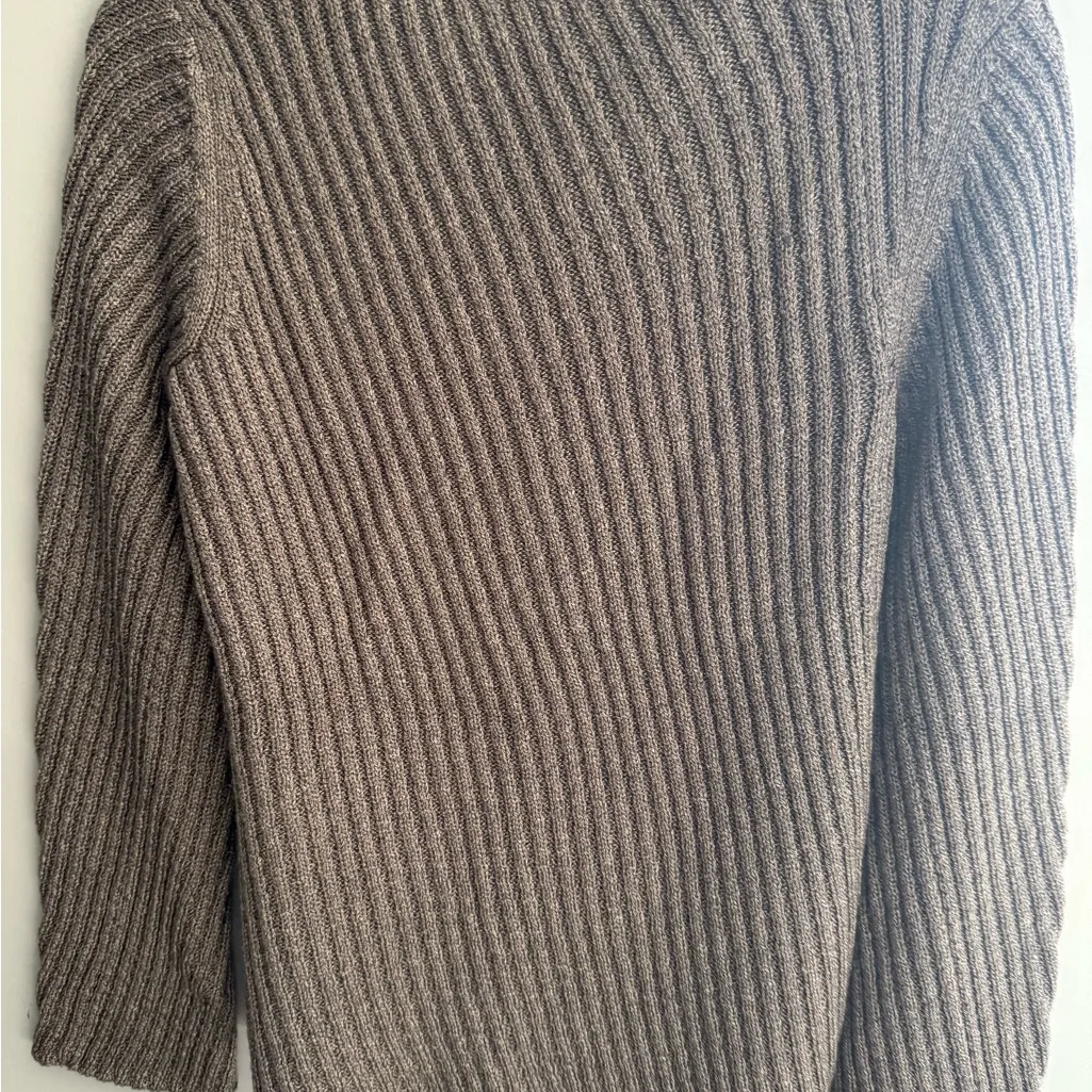 Lilla P Heathered Ribbed Crew Neck Sweater Brown Size M - Image 4