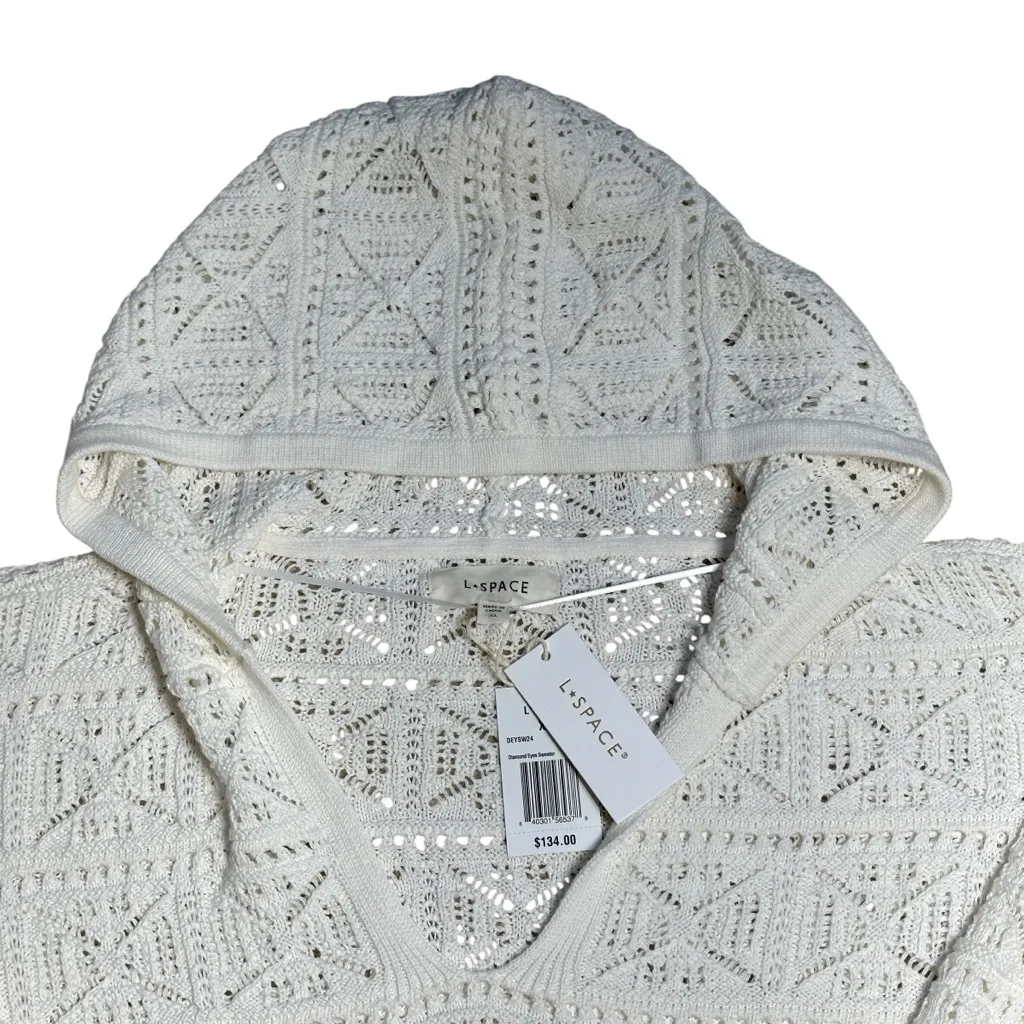 L Space White Diamond Eyes Cotton Hooded Sweater Womens XL - Image 5