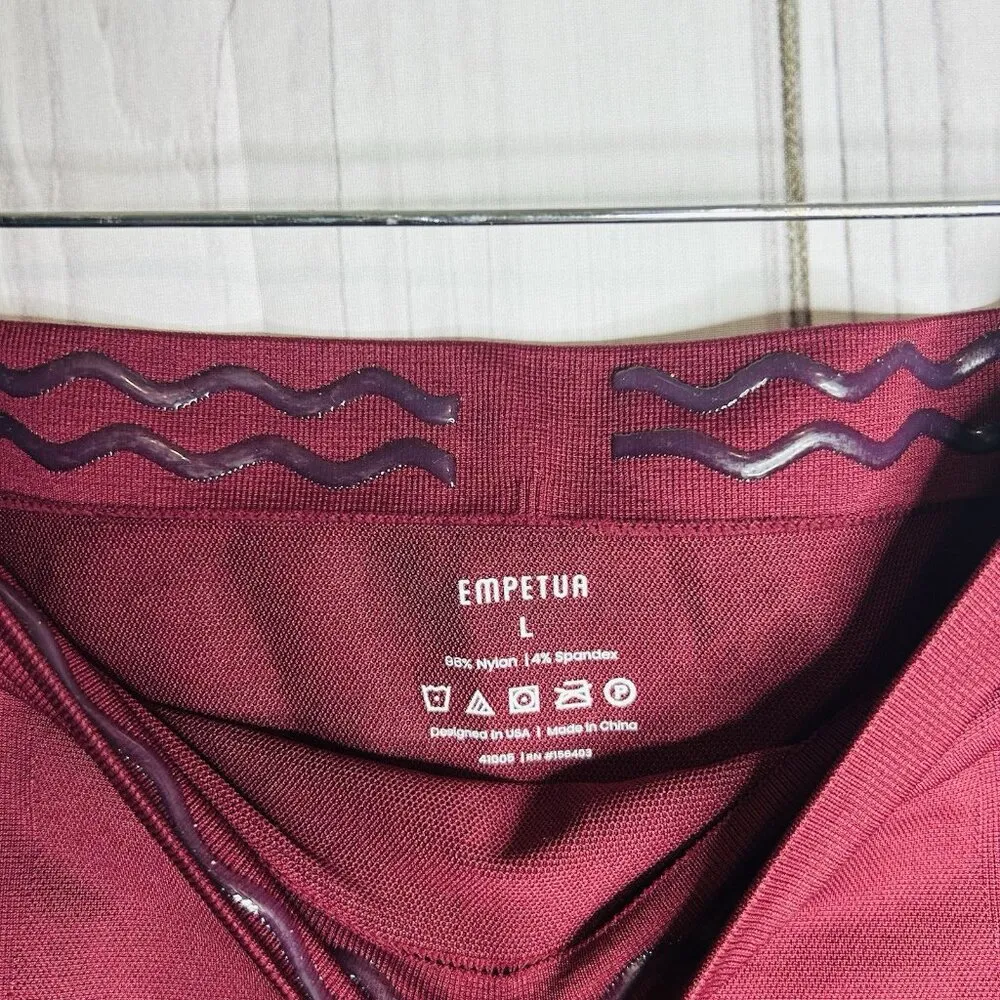 NWOT Empetua Shapewear Sz Large Burgundy Stretch Leggings Ankle Length Pull On - Image 4