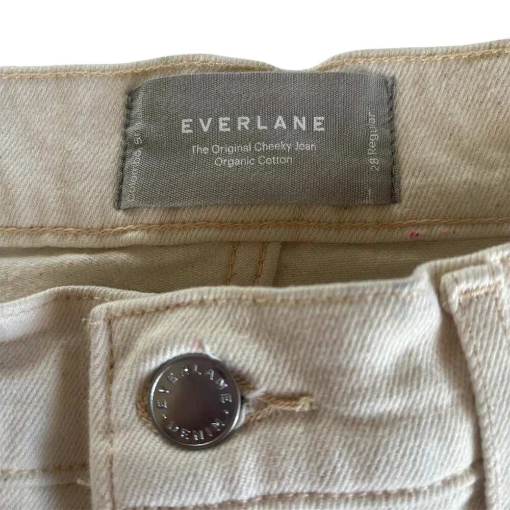 Everlane The Original Cheeky Jeans Beige Speckled Organic Cotton Size 28 Regular - Image 5