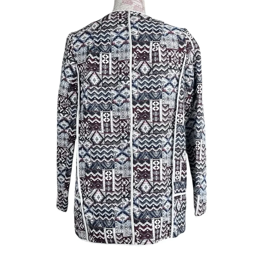 ZARA Women’s Moroccan Tapestry Blazer Jacket M | Boho Chic Pockets Bold Pattern - Image 4