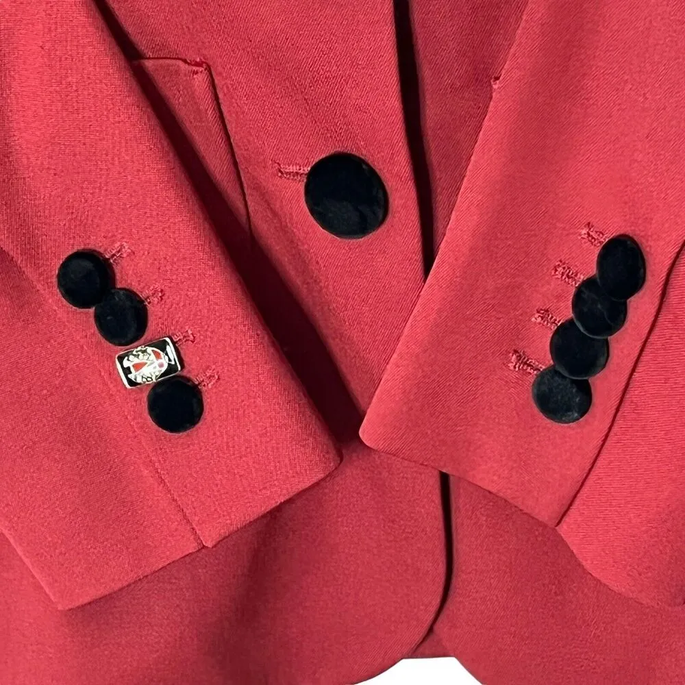 Racil Suit Jacket Virgin Wool 2 Button Jacket Red Black Blazer Size Fr. 36 US 4 - Image 4