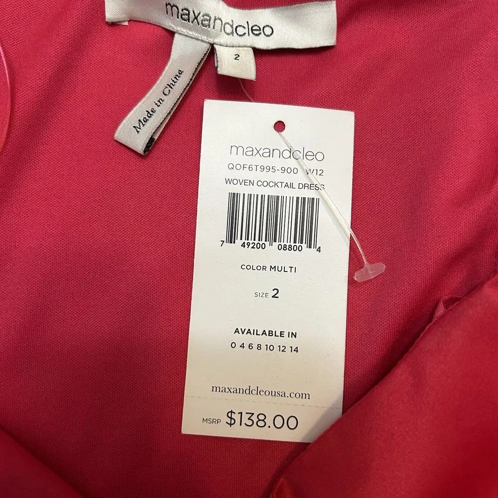 NWT Max And Cleo Woman Woven Cocktail  Dress SZ  2 Mini One Shoulder Retail 138$ - Image 8