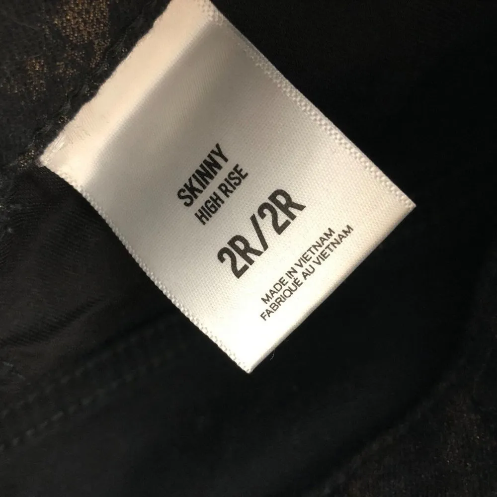 Express Womens Jeans Skinny High Rise Stretch Metallic Black Gold Size 2R - Image 4