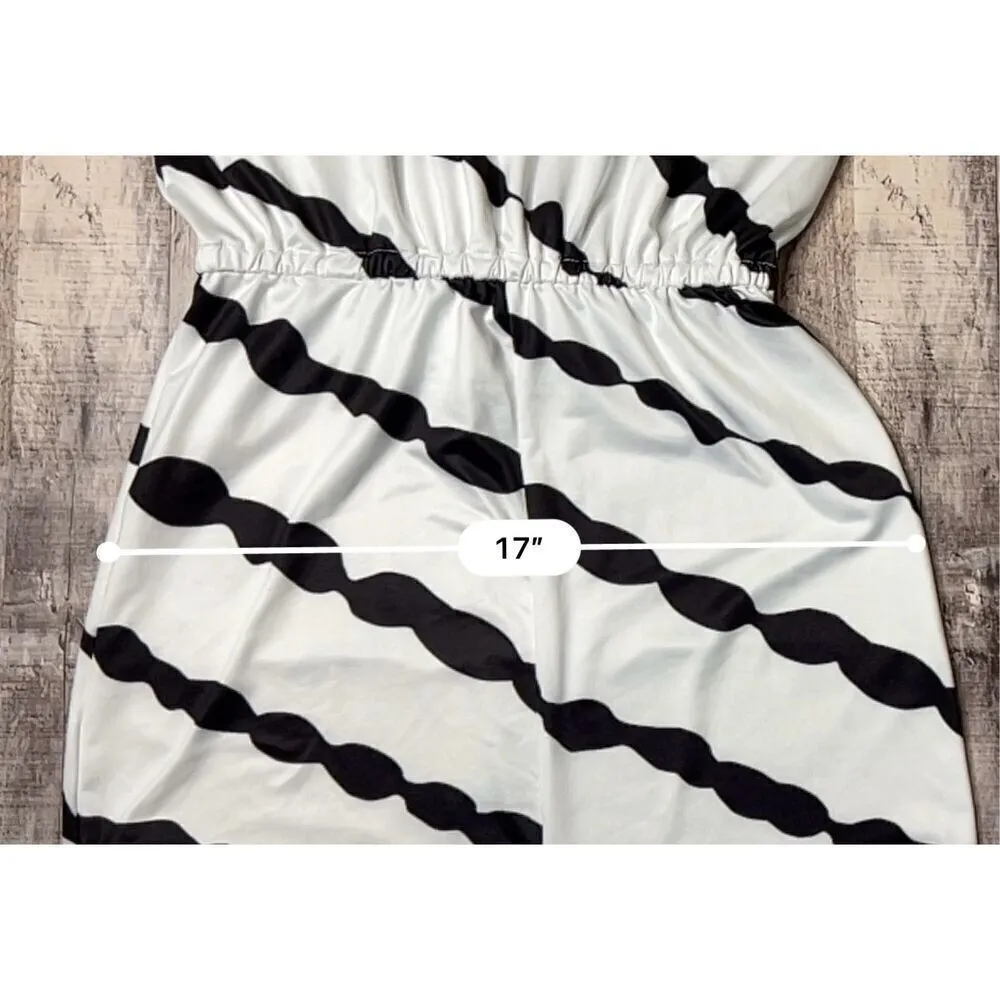 Emery Rose Sleeveless White Black Striped Tie a Shoulders Jersey Dress Small NWT - Image 7