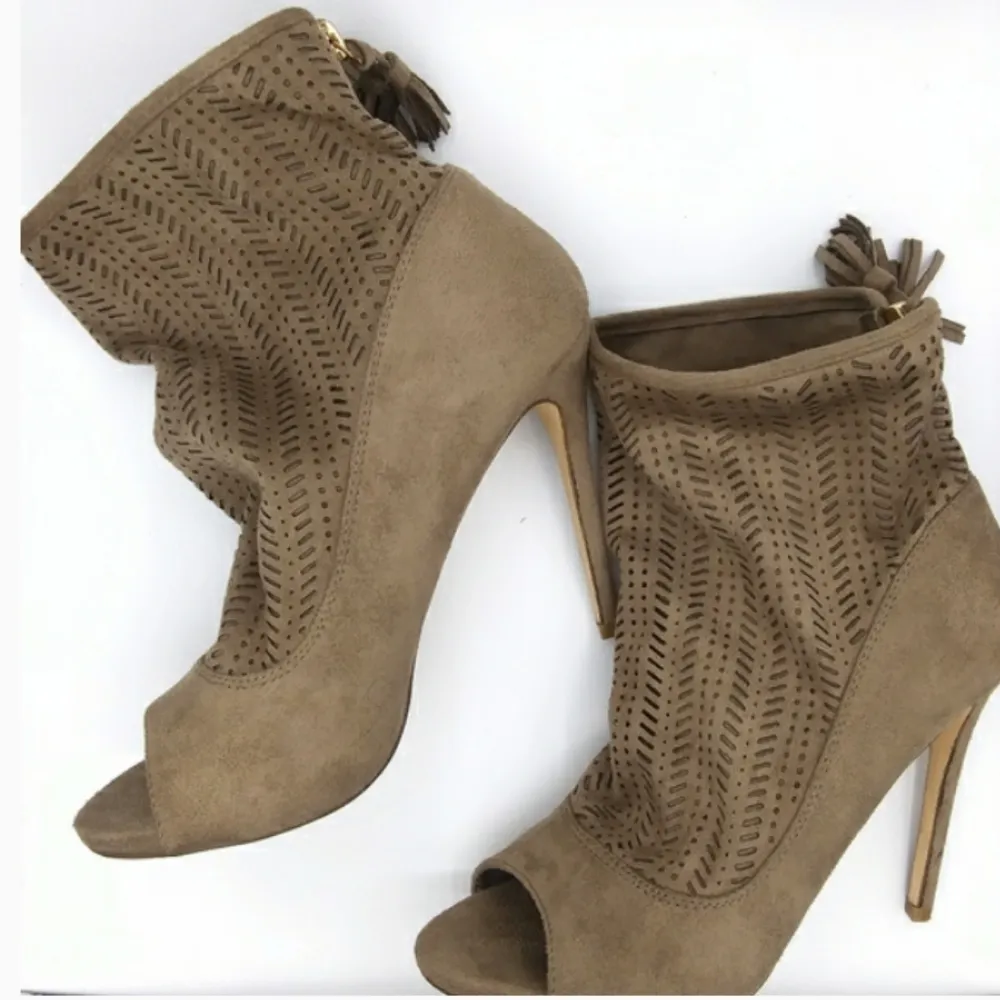 suede open toe booties - Image 2