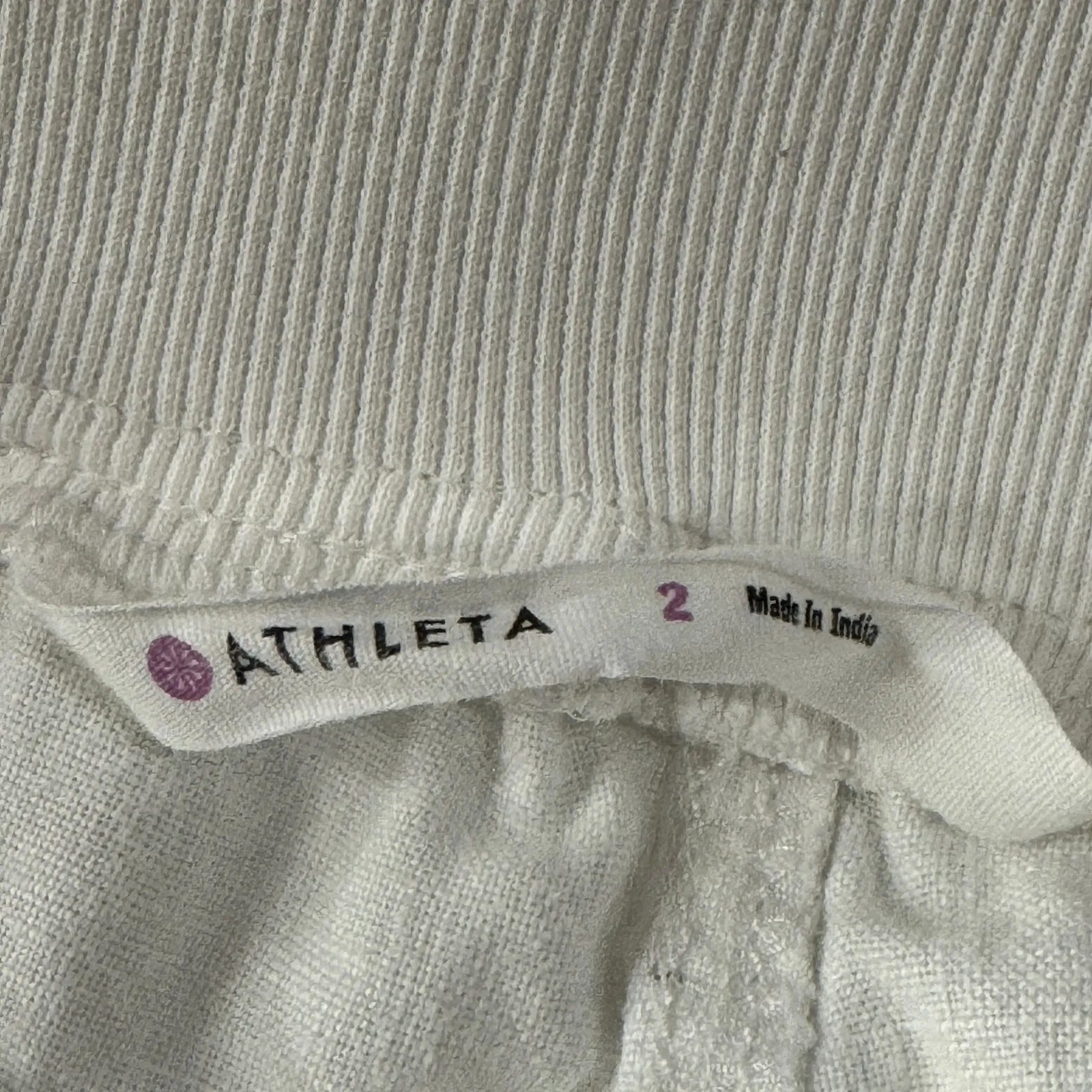 Athleta SZ 2 Linen Creston Shorts Pull-On Pocket Lightweight Elastic Waist White - Image 4