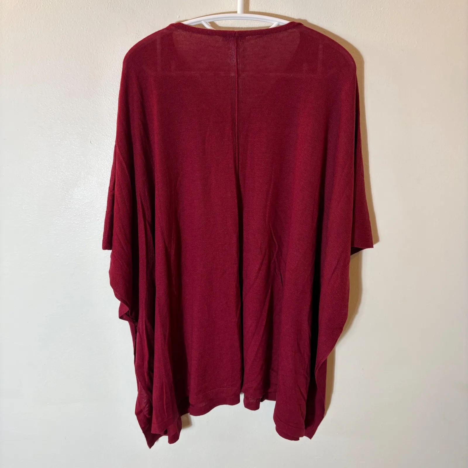 J. Jill Merino Wool Blend Draped Poncho Sweater One Size Red Size undefined - Image 7