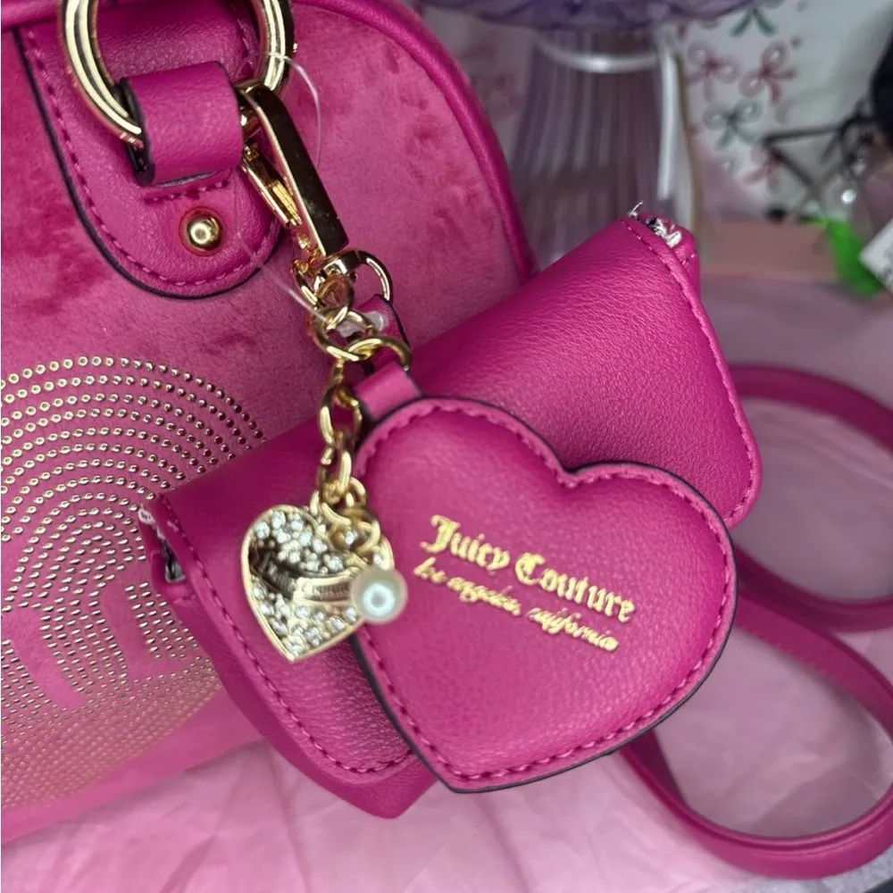 NWT Juicy Couture Queen Couture Bowler Satchel Bag Crossbody Raspberry Tart - Image 4