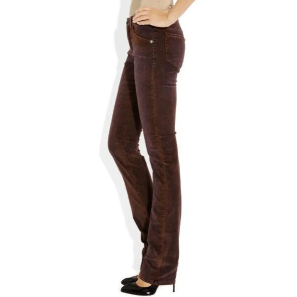 New NWT $295 Theyskens Theory Corduroy Pants Womens 24 Skinny Soft Purple Brown - Image 2