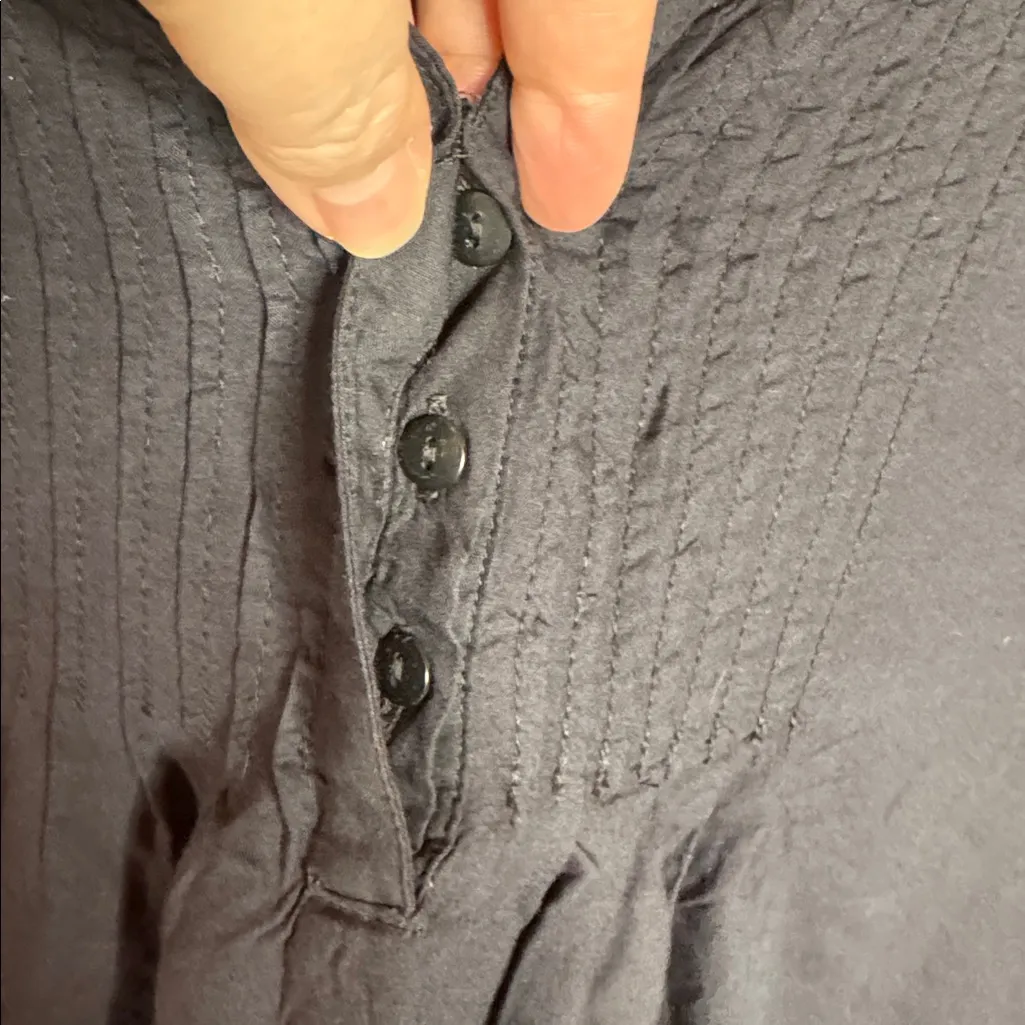 Liz Claiborne Black Embroidered Split Neck Boho Blouse Size 2X - Image 5