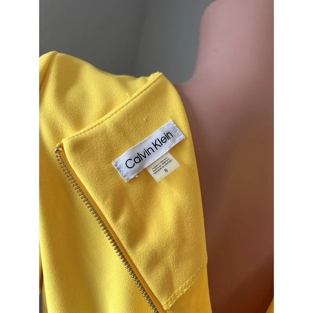 Calvin Klein Size 8 Short Sleeve Belted Ruffle Hem Wrap Mid Length Dress NEW - Image 2