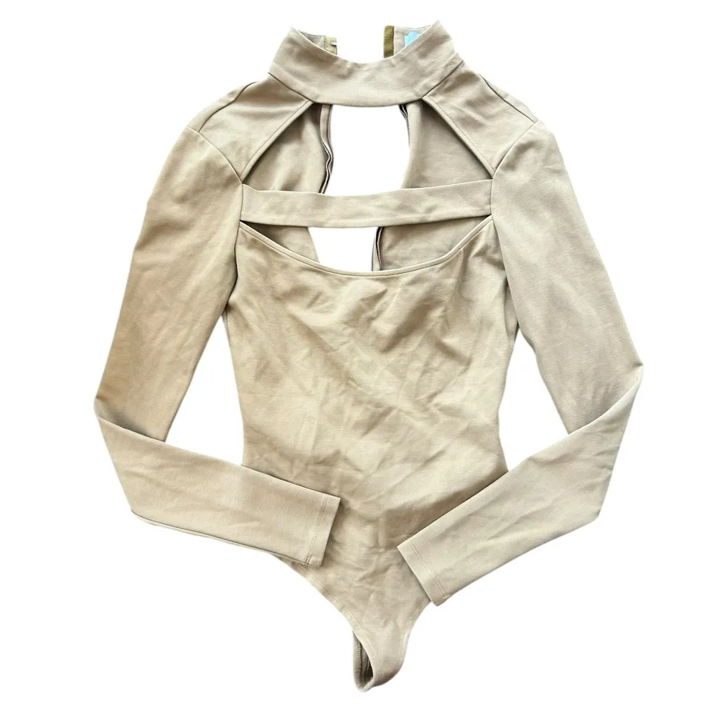 LPA Women's Size XS Cut Out
Long Sleeve Bodysuit 79 In Camel Tan Revolve. - Image 3
