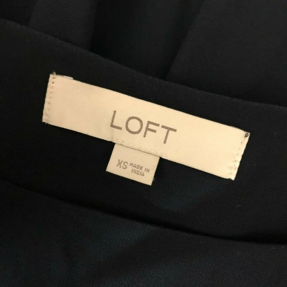 Ann Taylor LOFT Womens Blouse Top Ruffle Flowy Semi Sheer Pleated Black Size XS - Image 3