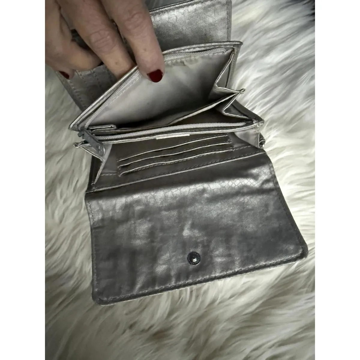 Kipling Metallic Silver Croc-Embossed Women's Wallet - Image 6