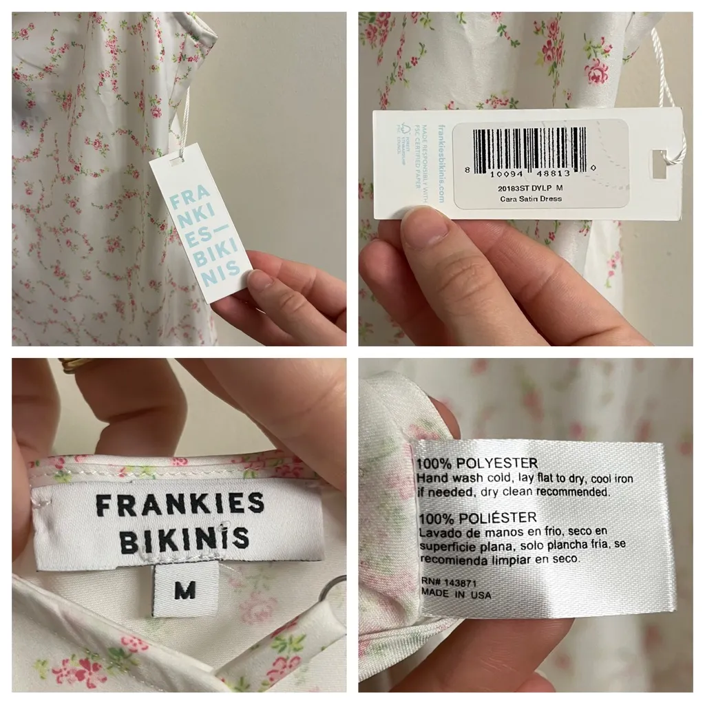 NWT Frankie’s Bikinis Cara Satin Maxi Dress Day Lily Floral Medium - Image 12