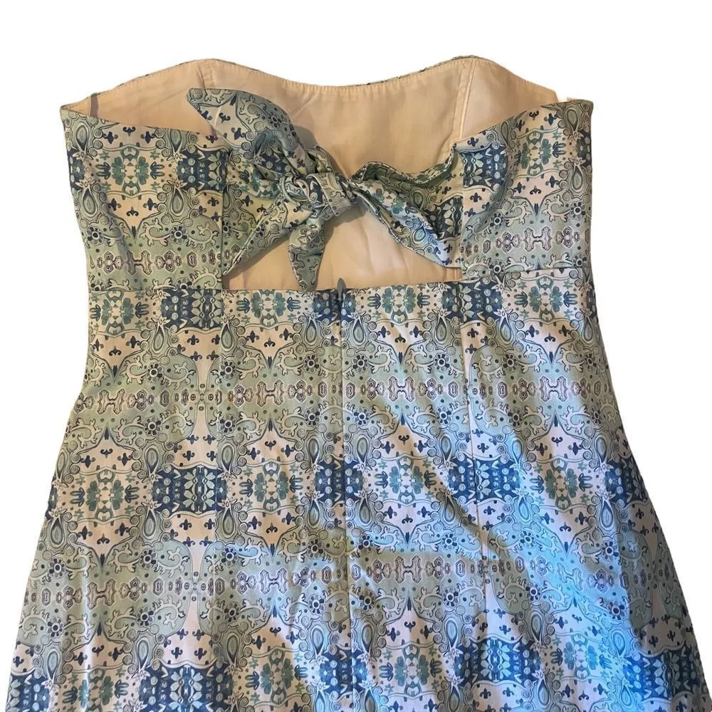 Kaeli Smith NWT Aqua & White Preppy Coastal Strapless Cutout Tie Mini Dress Size 8 - Image 6