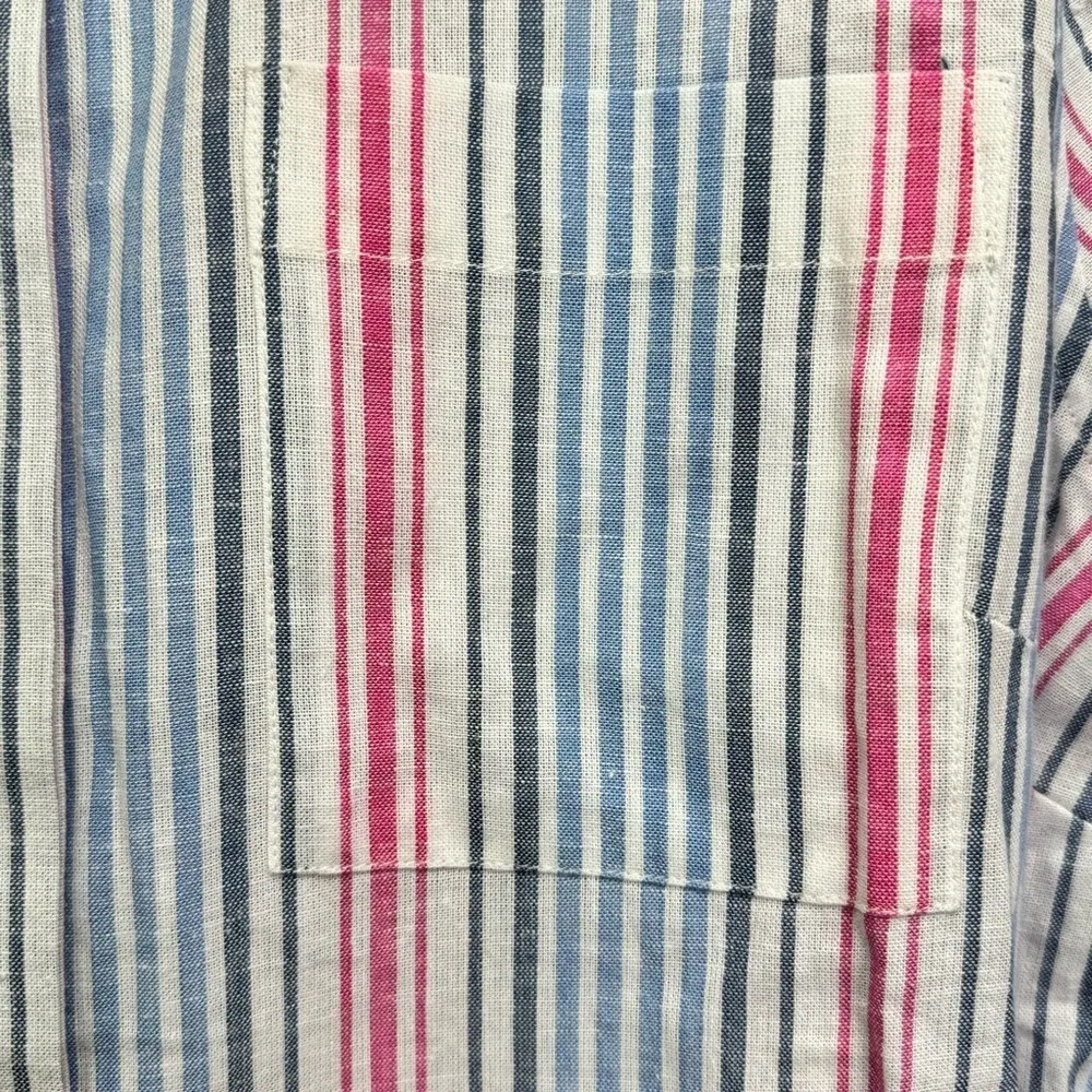 Keren Hart Lightweight Pink & Blue Striped Button Front Oxford Shirt Size XL - Image 13