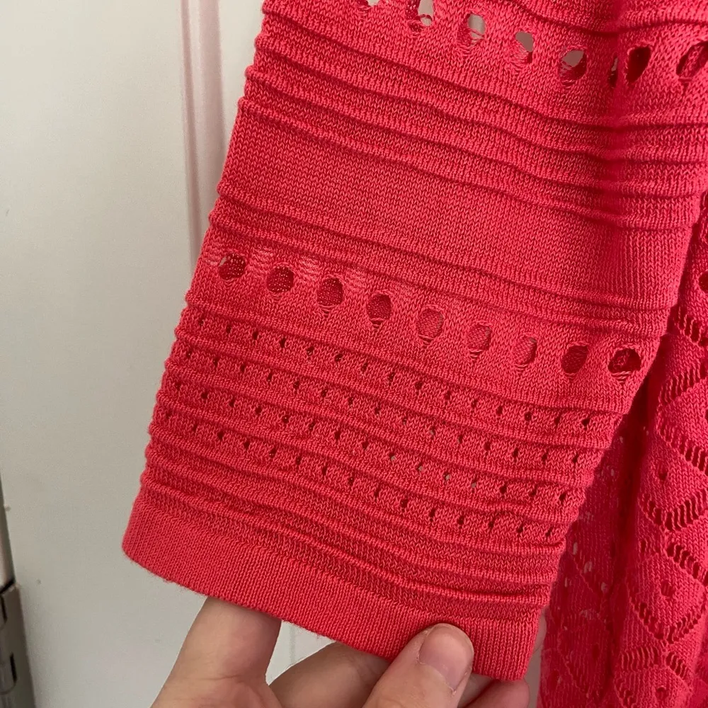 NEW Cyrus women’s pink lightweight thin knit airy cardigan 1/2 sleeve sweater XL - Image 3