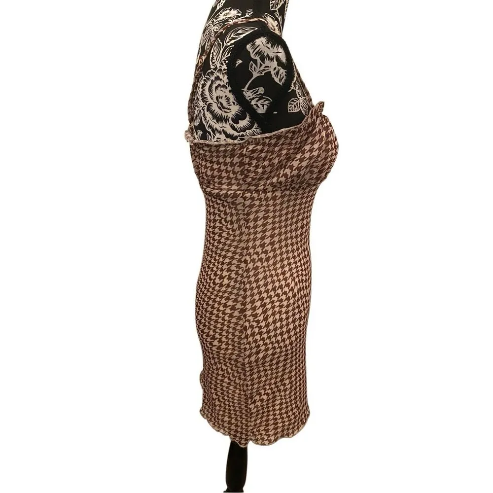 La Hearts Ruffle Houndstooth Tank Dress Sexy Party Formal Summer - Image 4