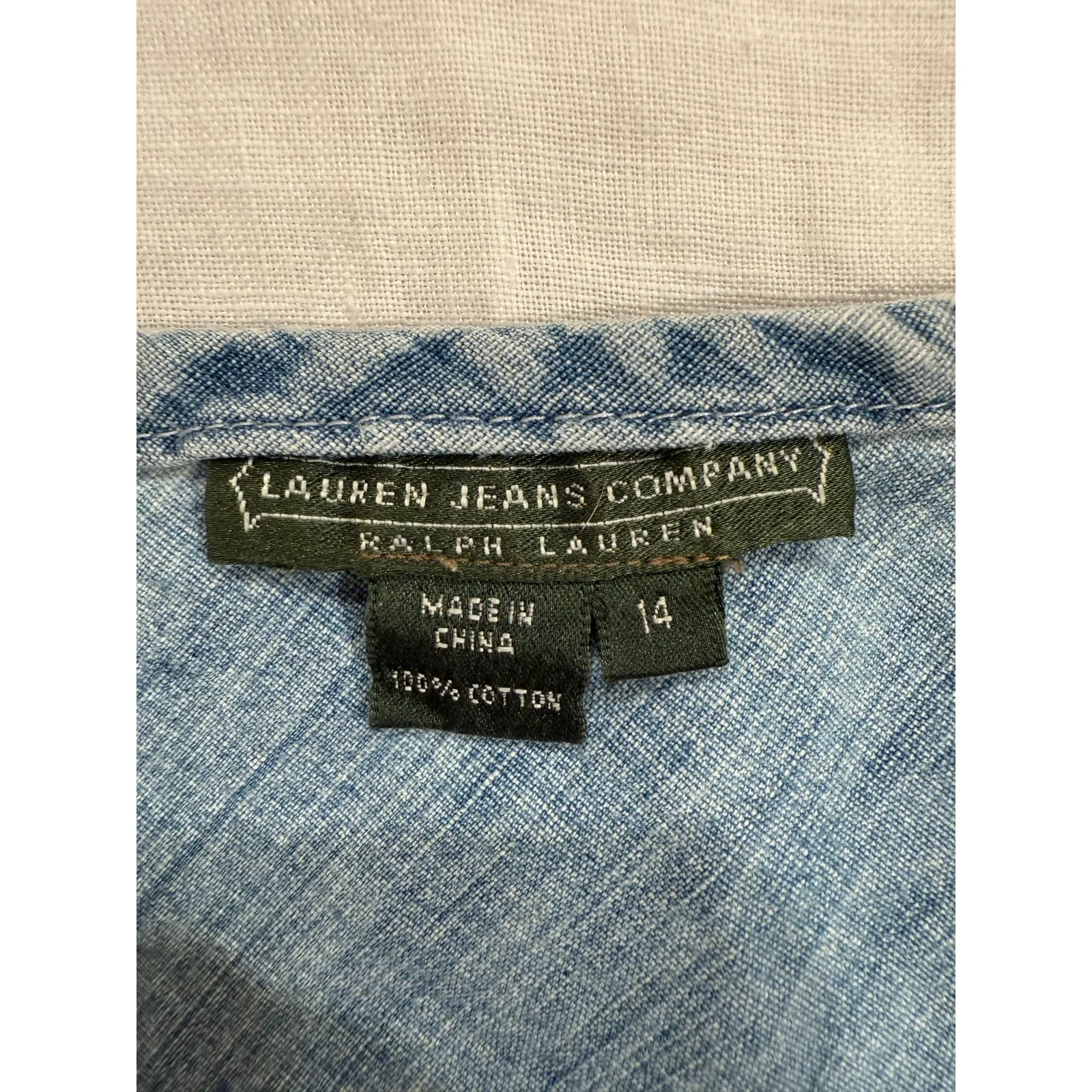 Vintage Ralph Lauren Tiered Flare Denim Midi Skirt Cotton Blue Women's Size 14 - Image 5