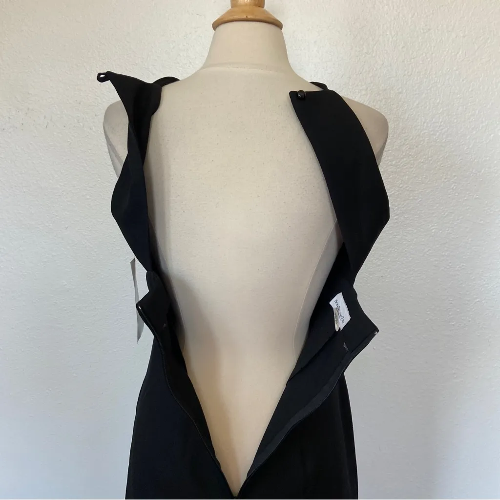 Vintage 90s Solid Black Beaded Babydoll Cocktail Dress Size 10 - Image 8