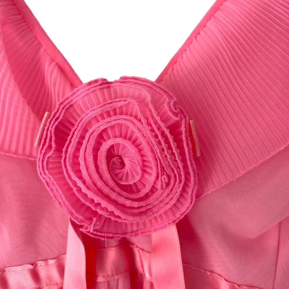 Evette Vintage 1960s Rosette Pink Bubblegum Barbie Nightgown size medium USA - Image 4